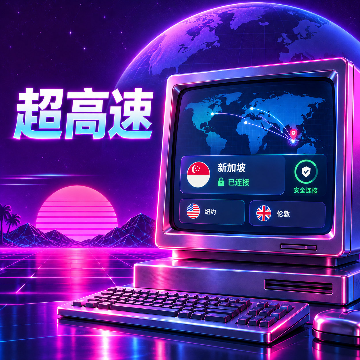 NordVPN 客户端与全球网络连接示意图